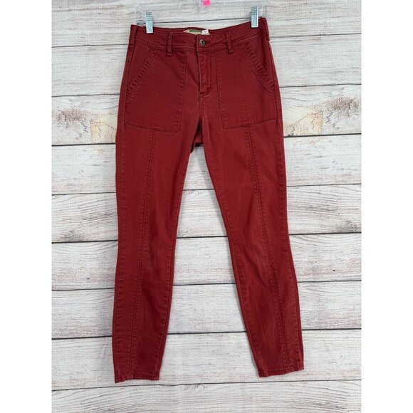 Anthropologie Green Dot‎ Front Seam Pants Women's Size 27 Brick Red - Picture 1 of 10